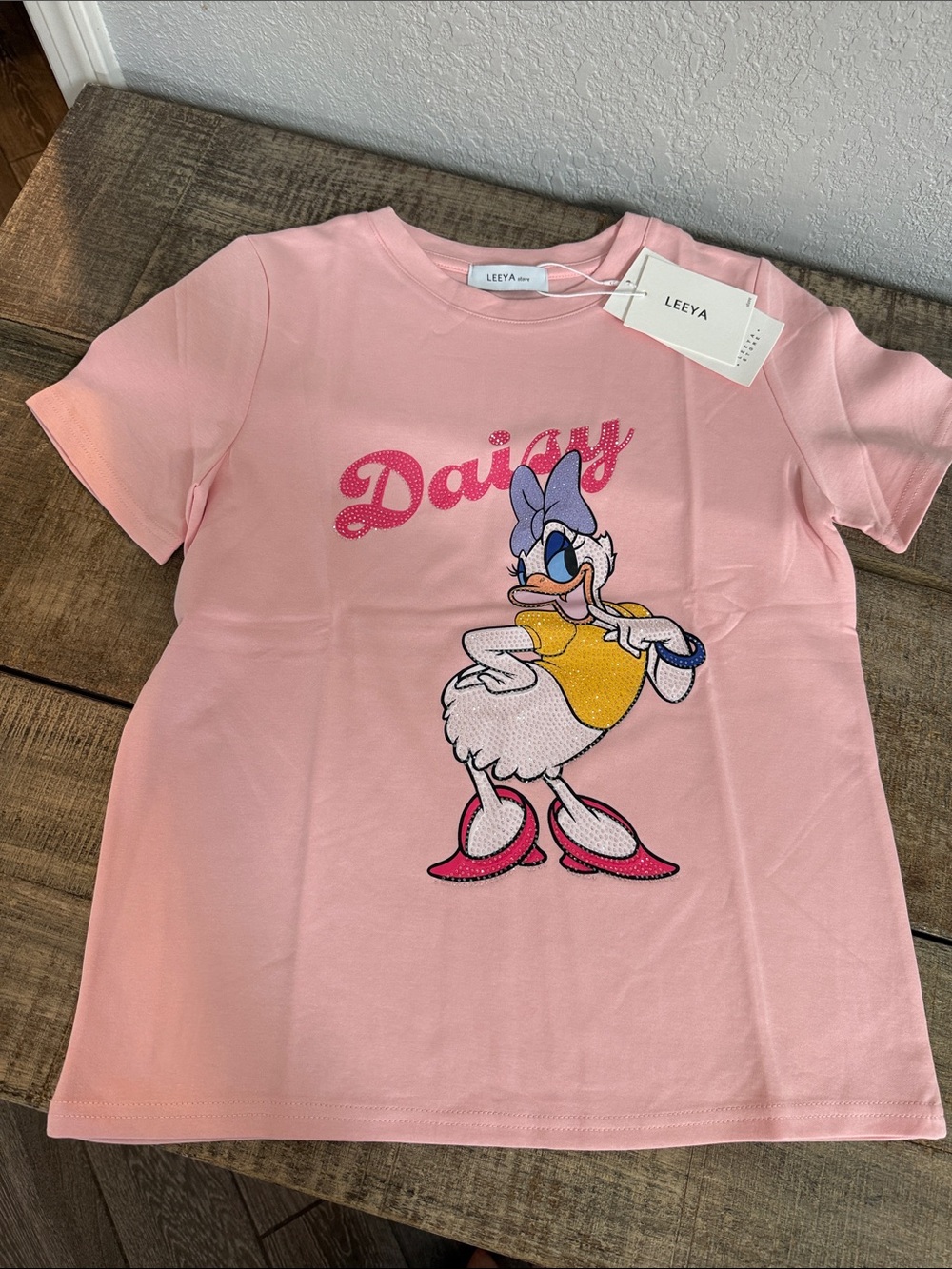 Women’s Pink Daisy Duck Short Sleeve Stretch Tee